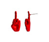 The devils hand jewelry, red enamel middle finger earring